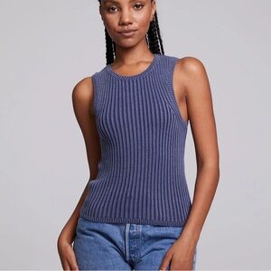 Carnaby Washed Indigo Rib Knit Tank Top by Chaser